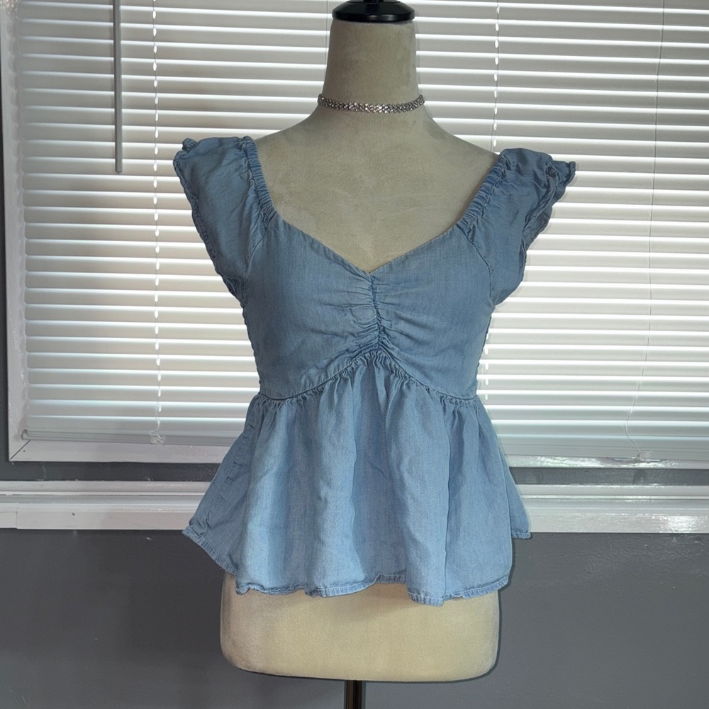 Chic Light Blue Women's Blouse